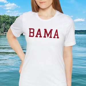 BAMA Unisex Jersey Short Sleeve Tee, University of Alabama Shirt, Crimson Tide Shirt, Football Gameday, Roll Tide Shirt, Bama Basketball