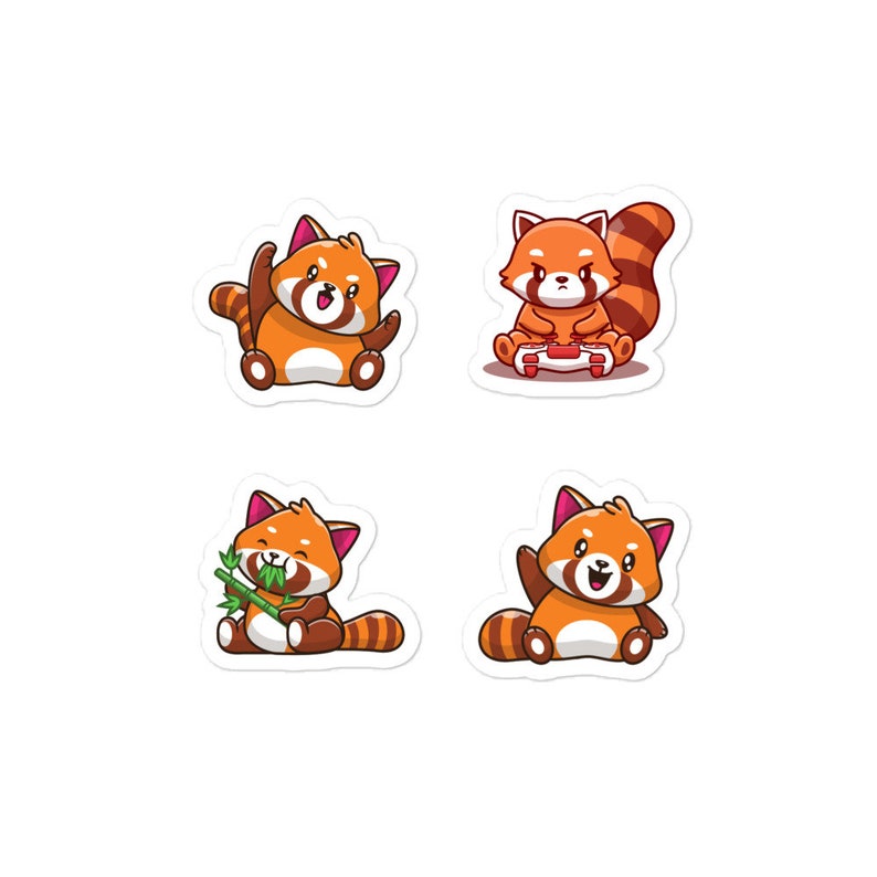 4 Pack Cute Red Panda Stickers Etsy