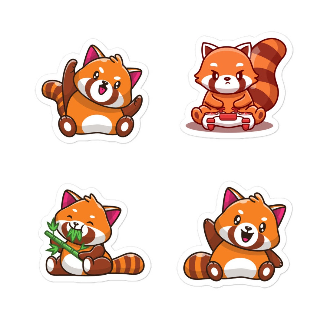 4 Pack Cute Red Panda Stickers Etsy