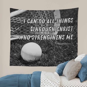 Christian Tapestry Lacrosse Wall Hanging College Dorm Decor Sports Decorations Lacrosse Sign Bedroom Decor Custom Banner Custom Tapestry