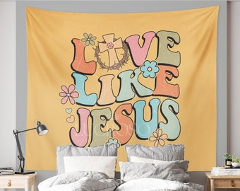 Christian Tapestry Love Like Jesus Christian Wall Hanging Decor Boho Christian Decor for Bedroom Christian Banner College Dorm Decor