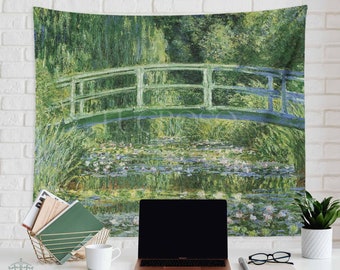 Monet Tapestry Monet Wall Hanging Dorm Room Decor Home Decorations Green Tapestry Monet Poster Monet Wall Art Monet Painting for Bedroom