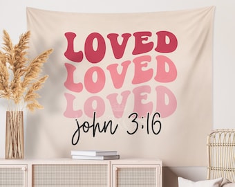 Christian Tapestry Wall Hanging John 3:16 Christian Dorm Decor for Nursery Tapestry John 316 Boho Tapestry College Decor Retro Gift for Her