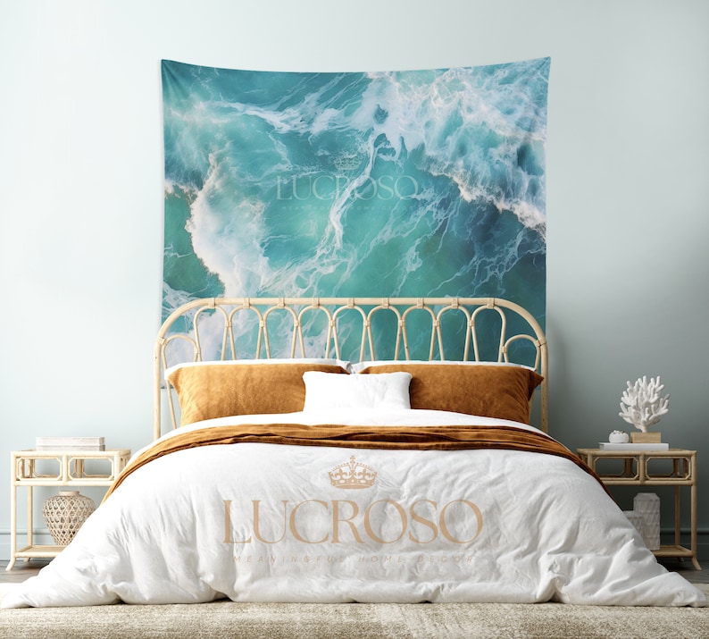 Ocean Decor Beach Tapestry Wall Hanging for Bedroom Beachy Decor Water Tapestry Wave Tapestry Ocean Tapestry College Dorm Decor Water Art bild 3