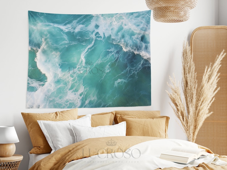 Ocean Decor Beach Tapestry Wall Hanging for Bedroom Beachy Decor Water Tapestry Wave Tapestry Ocean Tapestry College Dorm Decor Water Art bild 4