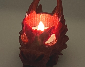 3D Printed Dragon Tea Light Holder: Gothic Fantasy LED Decor