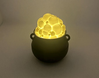3D Printed Bubble Cauldron | Flickering LED Candle Light | Halloween Potion Decor