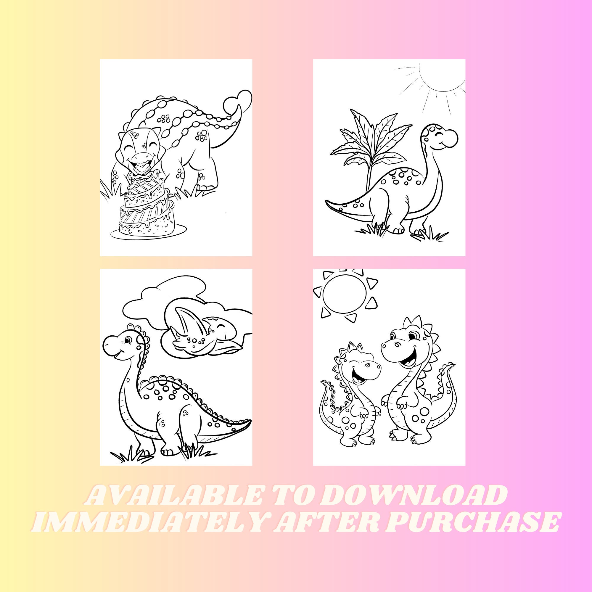 8 Printable Dino Colouring Sheets for Kids and Adults. - Etsy