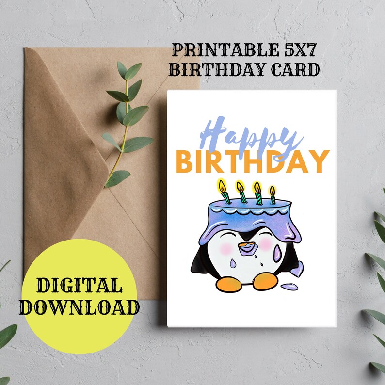 Printable Penguin Birthday Card - Etsy
