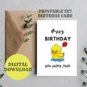 Carte d'anniversaire imprimable canard