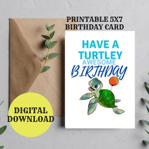 Tarjeta de cumpleaños de tortuga para imprimir
