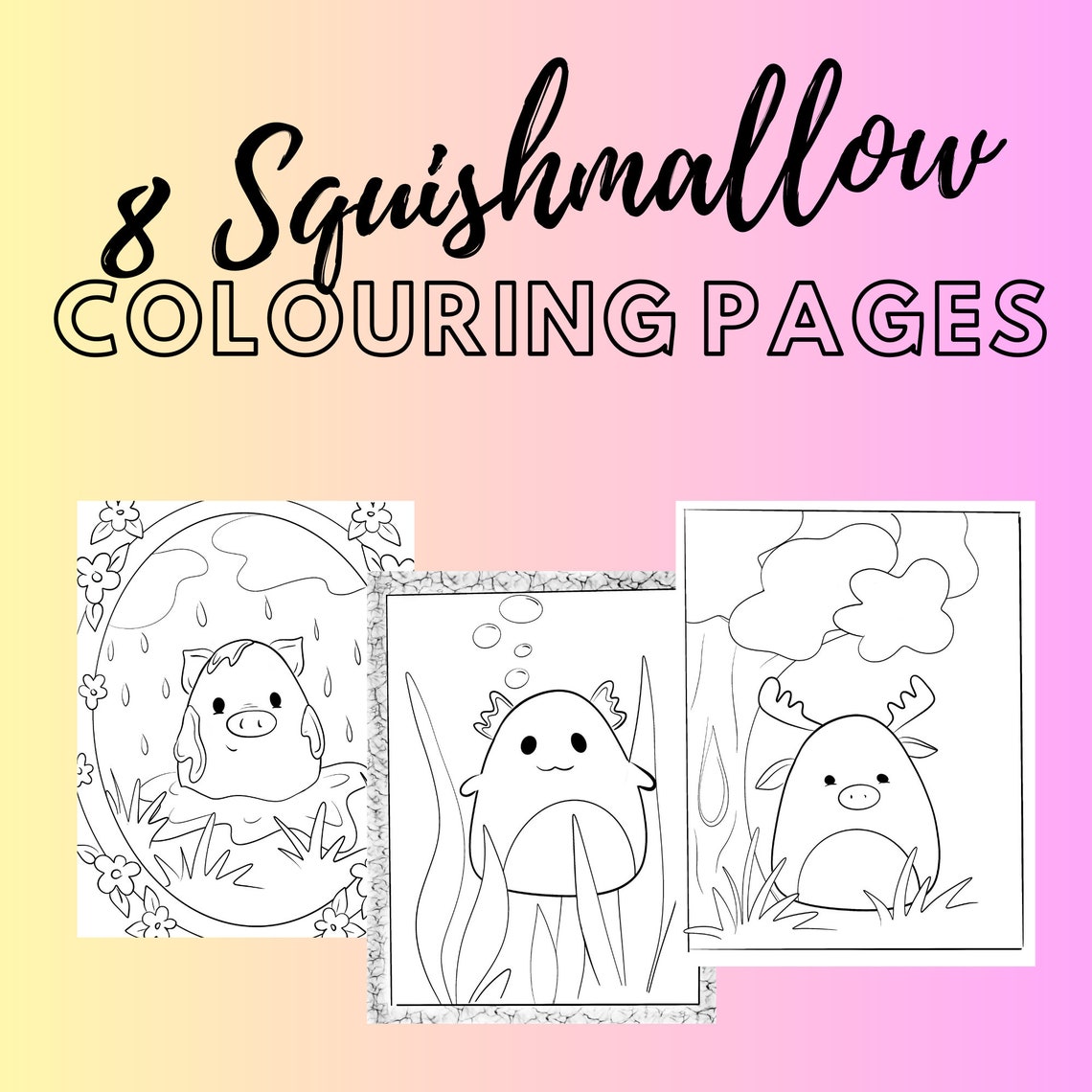 8 Squishmallow Themed Colouring Pages for Kids and Adults. - Etsy