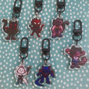 Spider Cat Verse Acrylic Keychain Meows Morales