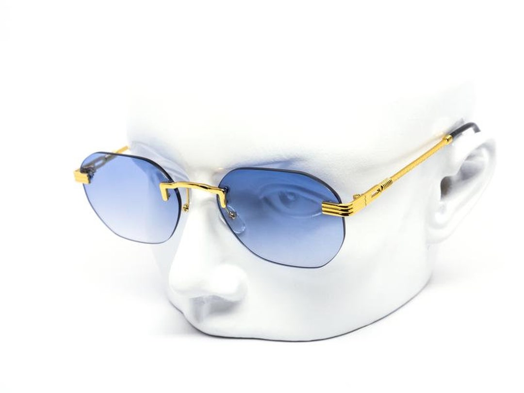 Fashion Pilot Sunglasses Mens Women Luxury Gold Rimless Hip Hop Shades  Glasses