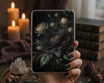 Gothic Floral Kindle Insert – Midnight Garden Book Art