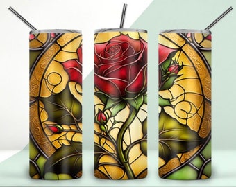 Stained glass seamless skinny tumbler wrap