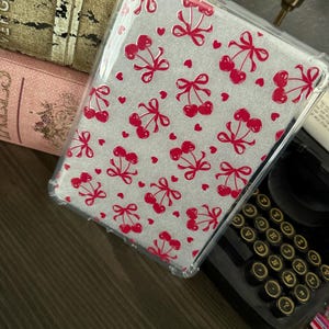 Coquette Cherry Bow Kindle Case: Bookish Charm & UV DTF Sticker