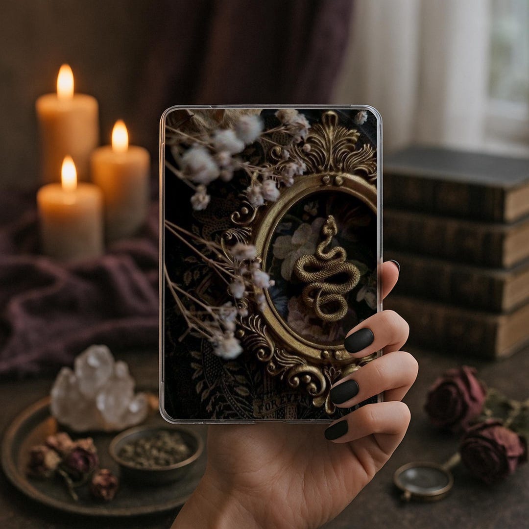 Dark Romantasy Kindle Insert | Gothic Snake, Clear Case Laminated ...