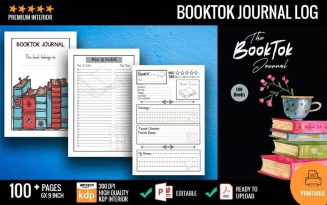 Booktok Book Journal Reading Log Printable - Etsy