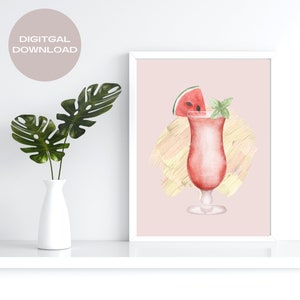 Digital Download - Watercolor Watermelon Margarita Print