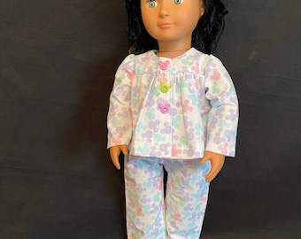 Handmade 18 inch doll pajama set with Mickey Mouse print and buttons
