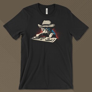 DJ Cat T-Shirt, Funny Cat Graphic Tee, DJ Kitty Shirt, Cool Cat Lover Gift, Music Enthusiast T-Shirt, Retro Cat DJ Design image 4