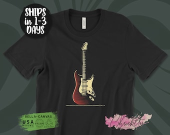 T-shirt gitaar, T-shirt elektrische gitaar, shirt muziekliefhebber, retro gitaarontwerp, cool gitaar-T-shirt, vintage muziek-T-shirt, uniseks muziek-T-shirt