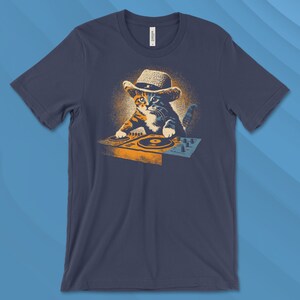 Cute DJ Cat T-Shirt, Funny Kitty Music Lover Tee, Adorable Cat DJing Graphic Shirt, Cat Lover Gift, Cool Cat DJ, Cute Cat Spin Disc Shirt image 4