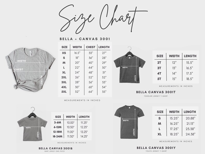 the size chart for a t - shirt with measurements