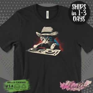 DJ Cat T-Shirt, Funny Cat Graphic Tee, DJ Kitty Shirt, Cool Cat Lover Gift, Music Enthusiast T-Shirt, Retro Cat DJ Design