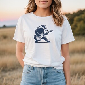 Cool Badger Playing Electric Guitar T-Shirt, Cool Musician Animal Graphic Tee, Unique Band Shirt, Retro Rock Music Lover Gift image 5