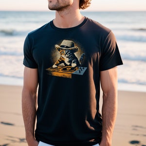 Cute DJ Cat T-Shirt, Funny Kitty Music Lover Tee, Adorable Cat DJing Graphic Shirt, Cat Lover Gift, Cool Cat DJ, Cute Cat Spin Disc Shirt image 6