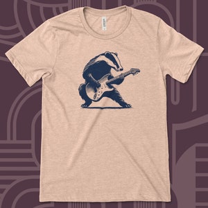 Cool Badger Playing Electric Guitar T-Shirt, Cool Musician Animal Graphic Tee, Unique Band Shirt, Retro Rock Music Lover Gift image 6