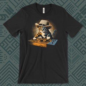 Cute DJ Cat T-Shirt, Funny Kitty Music Lover Tee, Adorable Cat DJing Graphic Shirt, Cat Lover Gift, Cool Cat DJ, Cute Cat Spin Disc Shirt image 3
