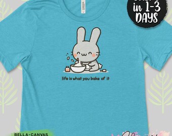 Camisa de conejito horneando, camiseta de conejo, año del conejo, ropa kawaii, camisa de mamá, regalo de hola primavera para ella, regalos de adolescente, camiseta divertida