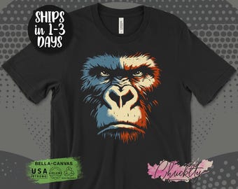 Gorilla Face T-Shirt, Abstract Ape Graphic Tee, Animal Lover Shirt, Artistic Primate Print, Men's and Women's Shirt, Unique Chimps T-Shirt