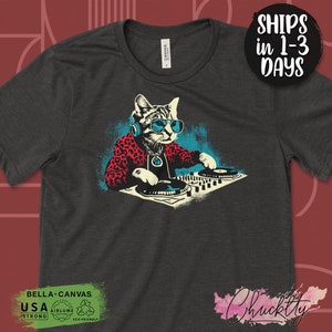 DJ Cat T-Shirt, Cool DJ Cat Graphic Tee, Funny Cat Shirt, Cat Lover Gift, DJ Kitten Tee, Music Lover Shirt, Cat with Headphones Tee