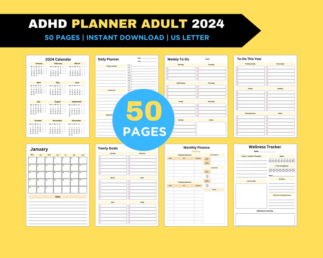 ADHD Planner Bundle for Adults Printable Adhd Productivity - Etsy