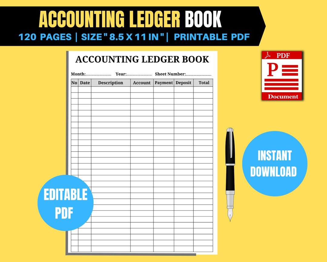 Accounting Ledger Booktemplate Accounting Accounting Ledger Etsy