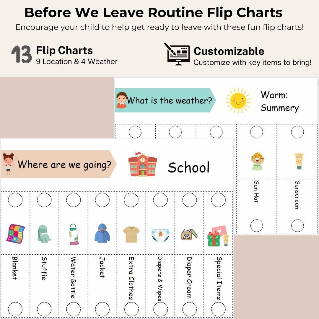 Digital Customizable Routine Flip Chart, Before We Leave, Where Are We ...