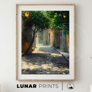 Spring European Alley Print | Vintage Street Scene | Rustic Home Decor | Old Town Artwork Mediterranean Village Print European Art
