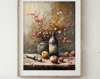 ARTZIO Gerahmte Wandbild Vintage Blumen - 20,3x25,4cm, Rote Hortensien, Rustikale Deko Für Wohnzimmer, Schlafzimmer