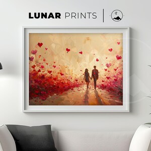 Romantic Valentine’s Day Art Print | Heart Decor | Oil Painting |  Love Anniversary Gift | Couples Art | Red Hearts Wall Art