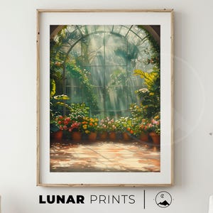 Sunlit Atrium Wall Art Garden Print | Indoor Greenhouse Decor | Nature-Inspired Artwork | Spring Vintage Floral Art | Rustic Decor