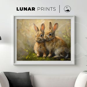 Bunny Art Print | Easter Decor | Spring Wall Art | Woodland Animal Print | Vintage Bunny Art | Cute Bunny Painting | Digital Download
