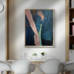 Oil painting,realistic painting,man, woman, couple