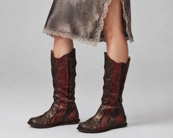 Y2K High „eject” Leather Boots 37 Women Lace up Cosplay Boots