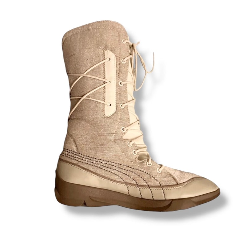 PUMA Ultra rare Y2K Vintage boxing boots Mostro Futuristic 90s 00s Gorpcore Cottagecore Beige Cream Grunge Wrestling Boots Subversive |UK4 image 2