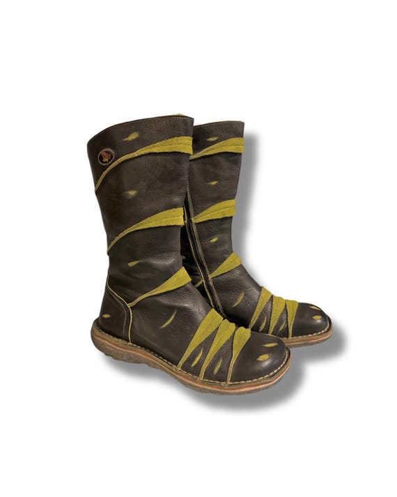 EJECT 90s Archive Leather Combat Boots | Rare Vintage Mid-Calf EU 37