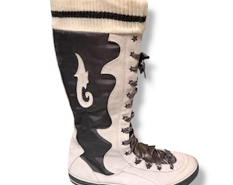 靴 00s archive diesel harness boots y2k Diesel Y2K Knee High Lace up Boots EU 41 | 2000s Tribal Suede